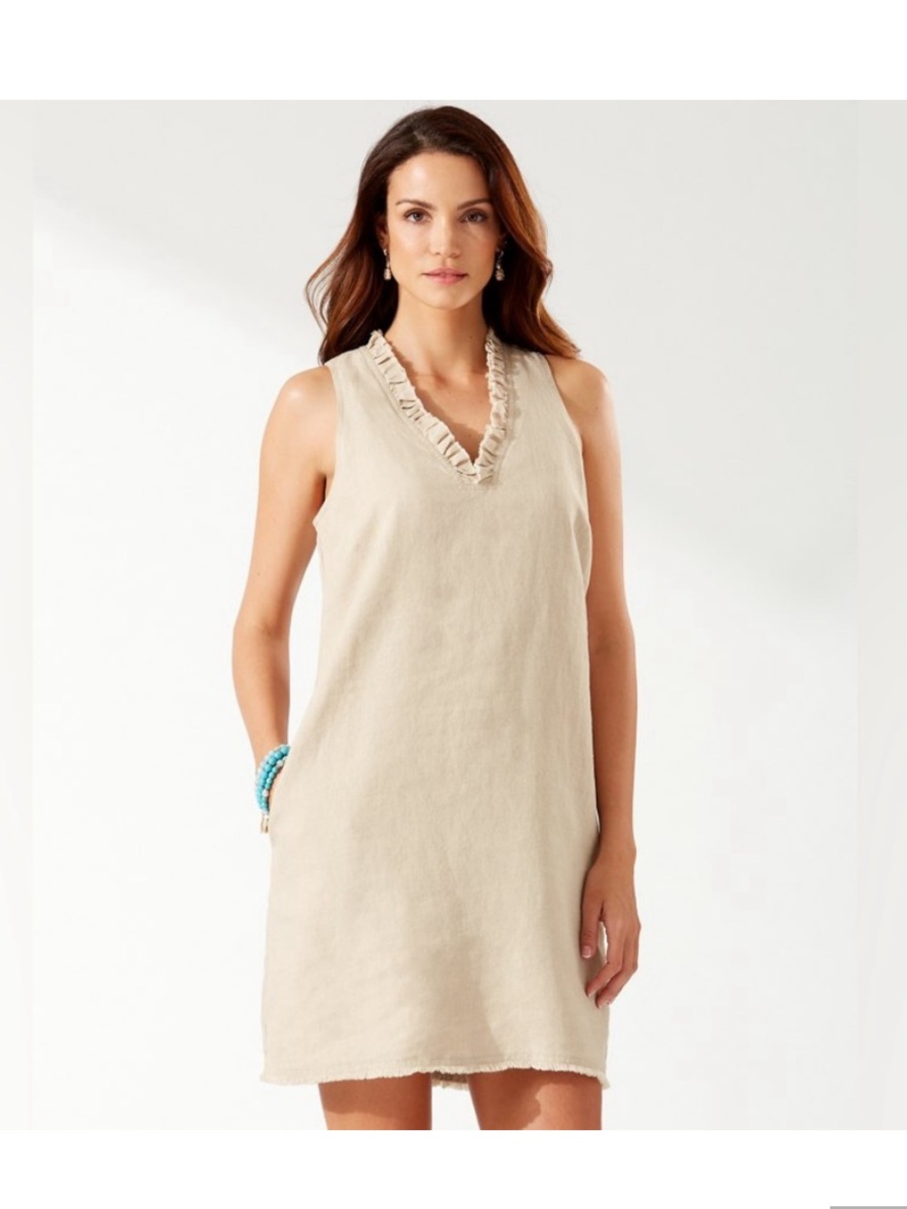 Tommy Bahama Two Palms Ruffle Linen Dress